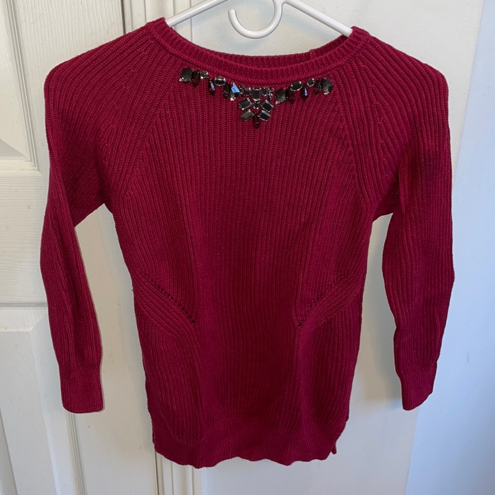 Loft maroon jewels neck sweater